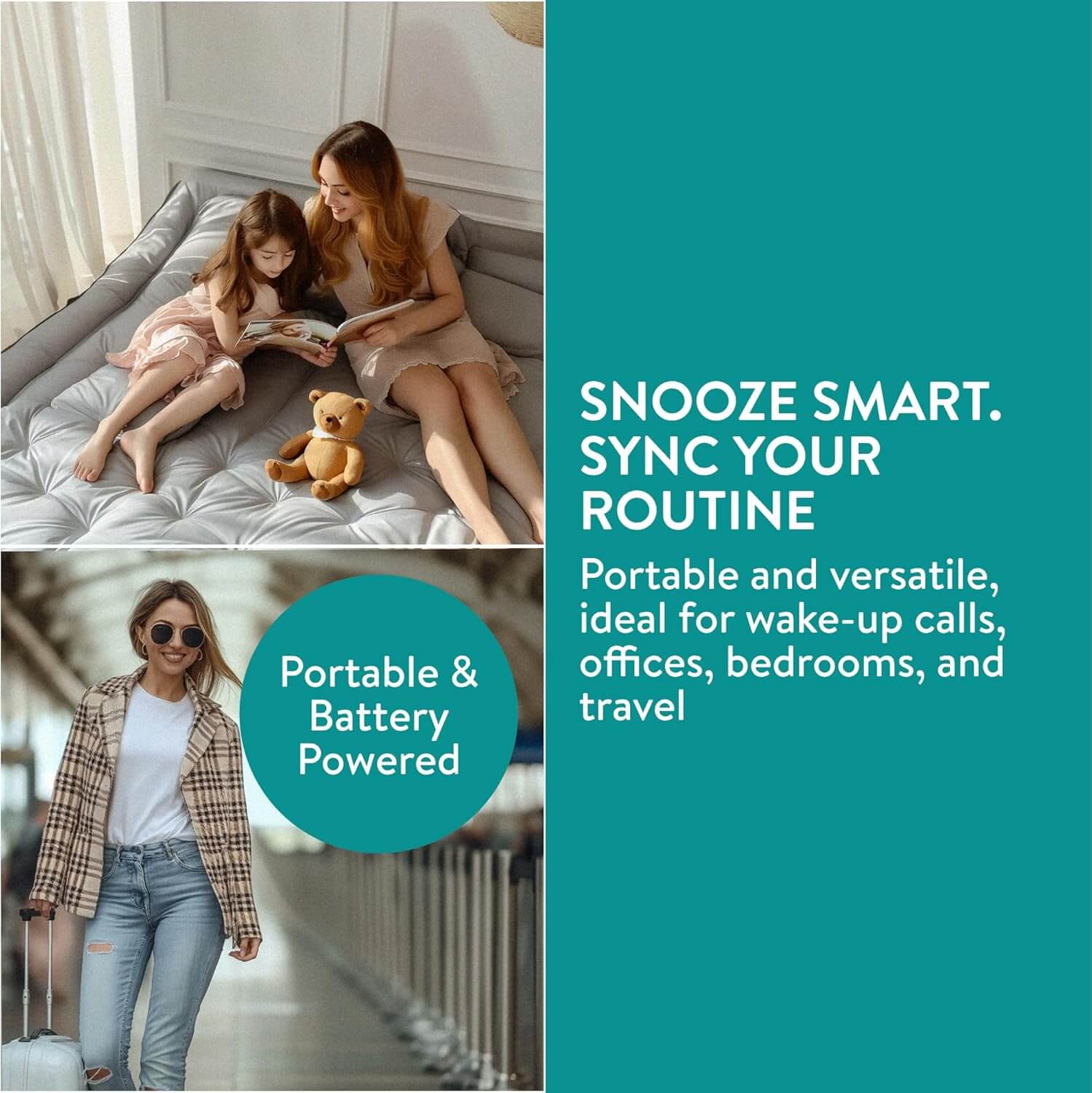 Navaris Ψηφιακό Επιτραπέζιο Ρολόι και Ξυπνητήρι από Μπαμπού με Ένδειξη Θερμοκρασίας και Ημερομηνίας - White / Light Brown - 60679.01