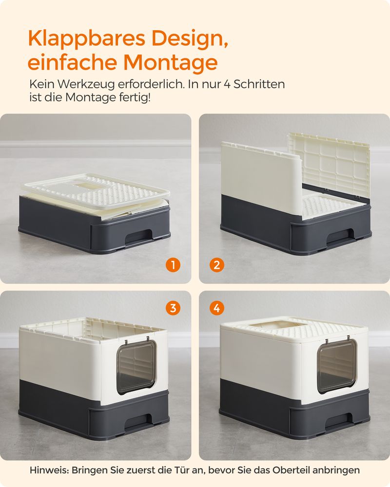 Feandrea Κλειστή Τουαλέτα Γάτας με Συρτάρι - Beige / Dark Grey - PPT001W01