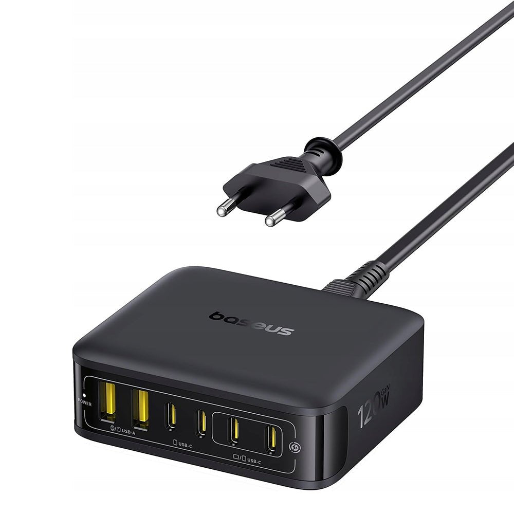Baseus Οικιακός Φορτιστής Γρήγορης Φόρτισης 120W GaN με 4 Θύρες Type - C και 2 Θύρες USB - EnerFill FH21 - Black