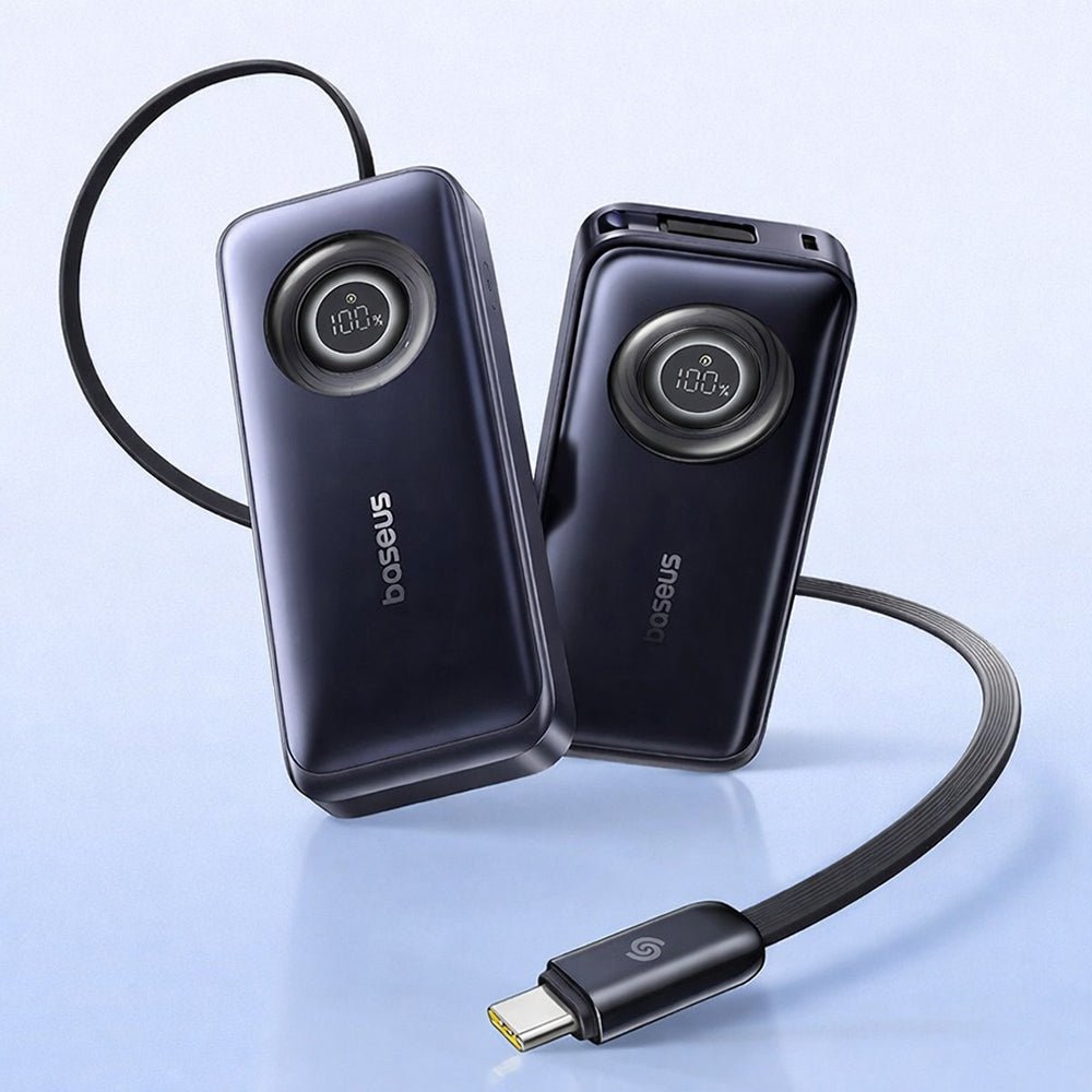 Baseus Power Bank 20000mAh 67W με Οθόνη και Ενσωματωμένο Καλώδιο Type - C - Enercore CR11 - Black