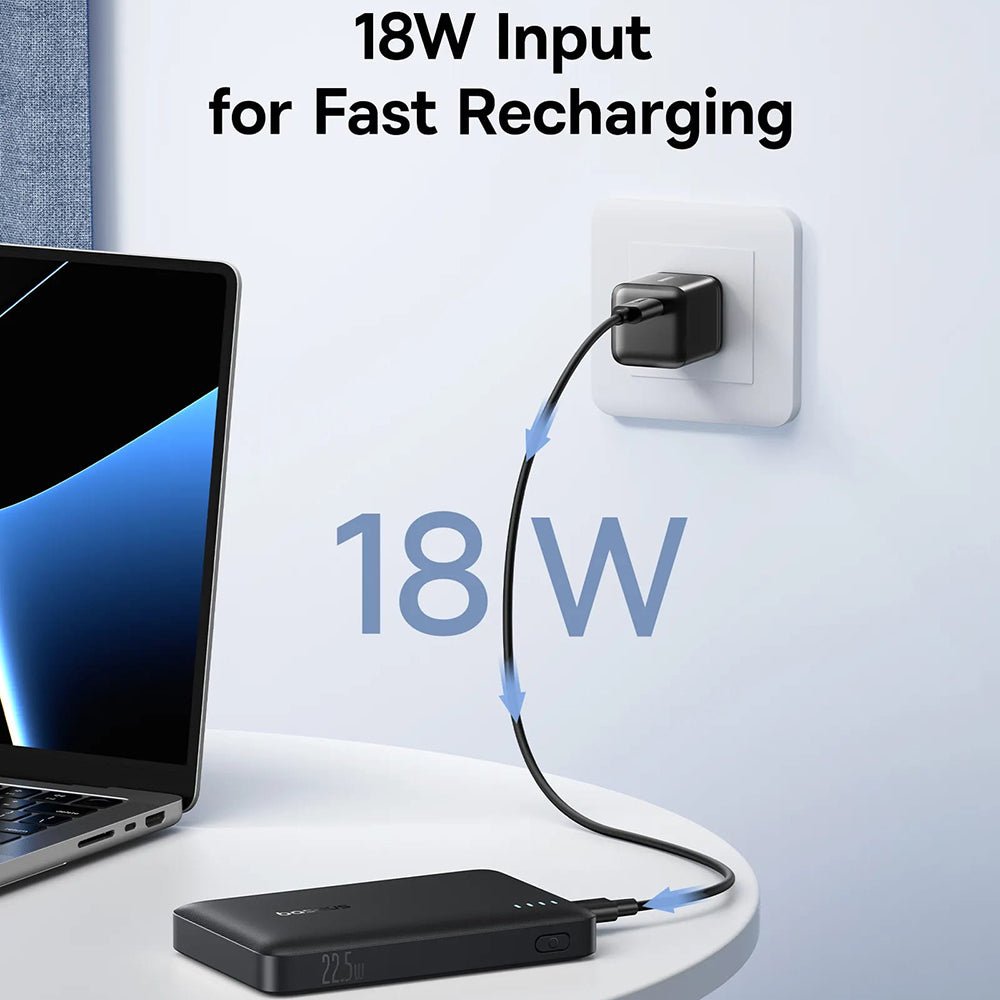 Baseus PowerBank 10000mAh 22.5W με 2 Θύρες Type - C και 1 Θύρα USB - EnerFill FP21 - Black