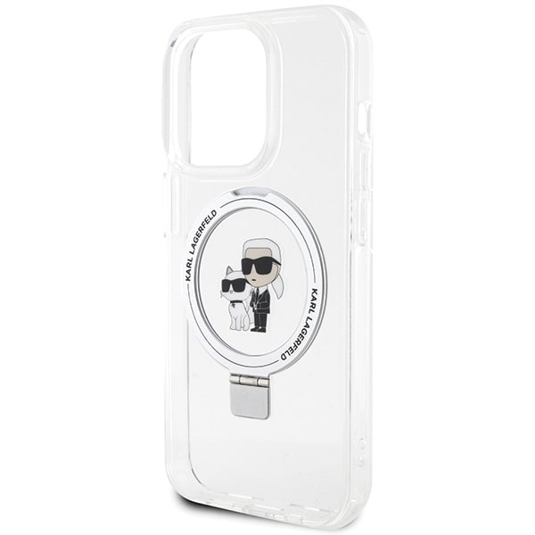 Karl Lagerfeld iPhone 15 Pro Ring Stand Karl and Choupette MagSafe Σκληρή Θήκη με Πλαίσιο Σιλικόνης και MagSafe - Διάφανη - KLHMP15LHMRSKCH