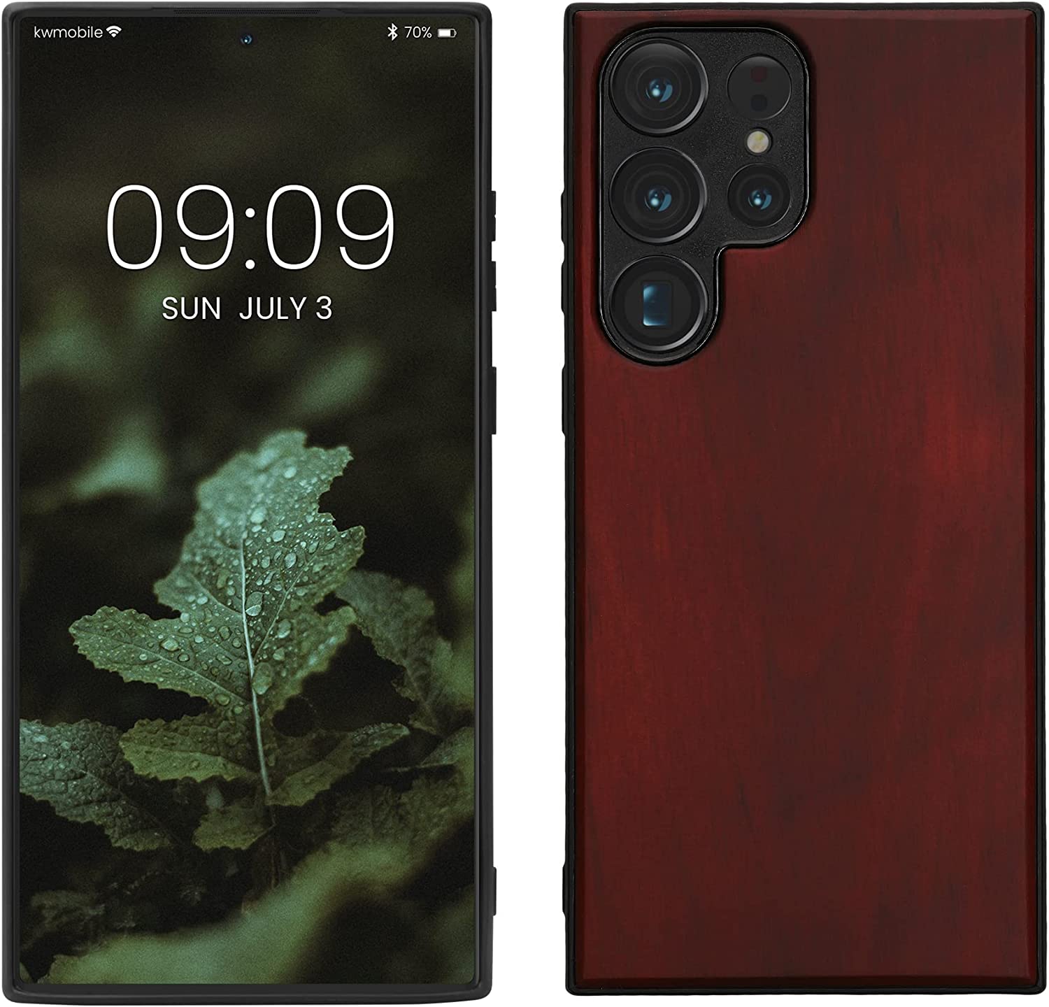 KW Samsung Galaxy S23 Ultra Θήκη από Φυσικό Ξύλο - Dark Red - 60296.20