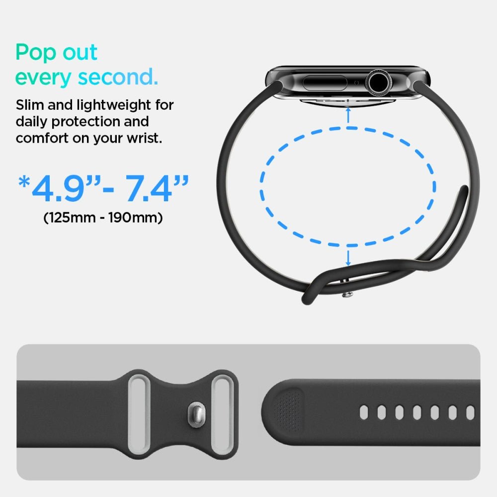 Spigen Λουράκι Apple Watch 8/9/10/11 - SE (1/2/3) - 40/41/42mm Nano Pop Σιλικόνης - Black Sesame