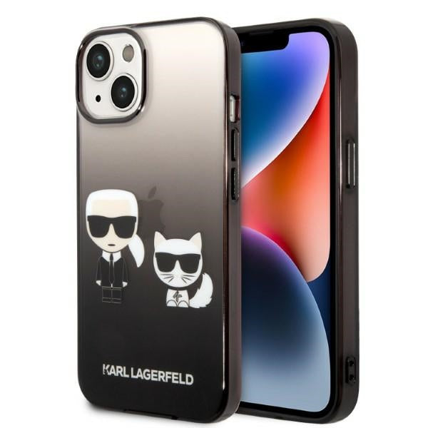Karl Lagerfeld iPhone 14 Plus - Gradient Ikonik Karl and Choupette Σκληρή Θήκη με Πλαίσιο Σιλικόνης - Black - KLHCP14MTGKCK