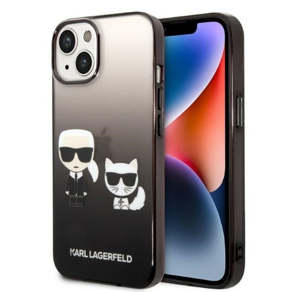 Karl Lagerfeld iPhone 14 Plus - Gradient Ikonik Karl and Choupette Σκληρή Θήκη με Πλαίσιο Σιλικόνης - Black - KLHCP14MTGKCK