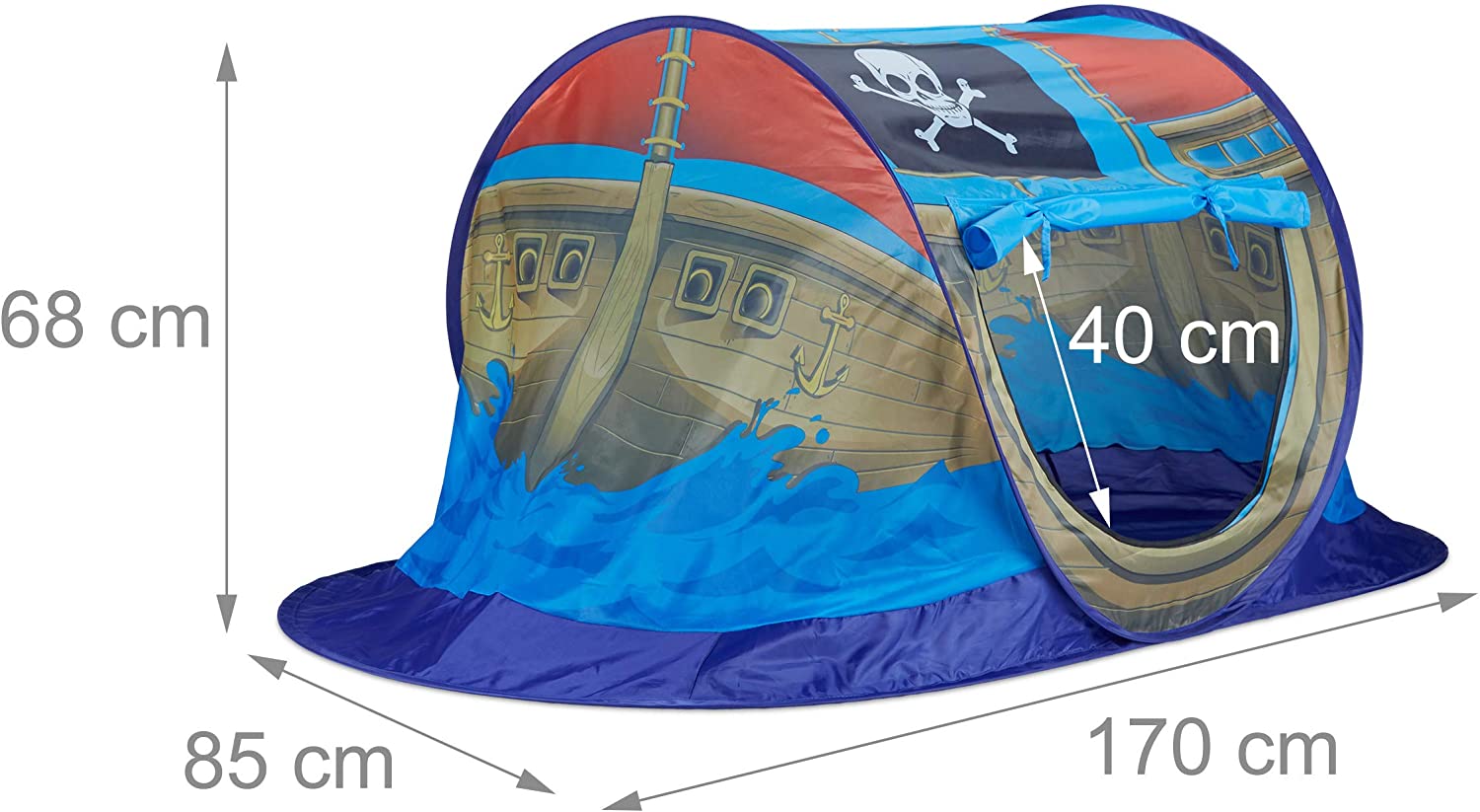 Relaxdays Παιδική Σκηνή - Πειρατικό Πλοίο - Blue - 4052025224516