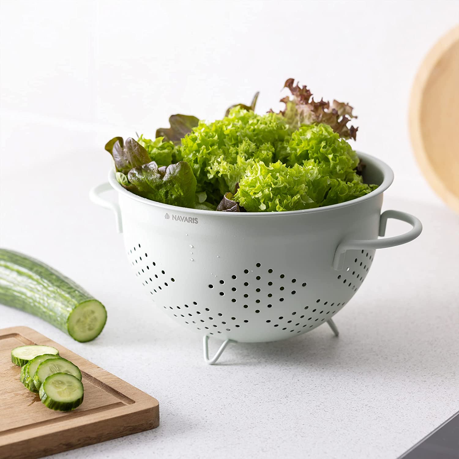 Navaris Σουρωτήρι από Ανοξείδωτο Ατσάλι με Λαβές - 24 cm - Mint Green - 48522.01.50