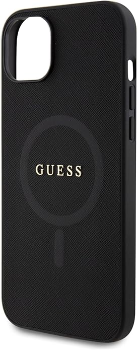 Guess iPhone 15 Plus Saffiano MagSafe Σκληρή Θήκη με Πλαίσιο Σιλικόνης και MagSafe - Black - GUHMP15MPSAHMCK