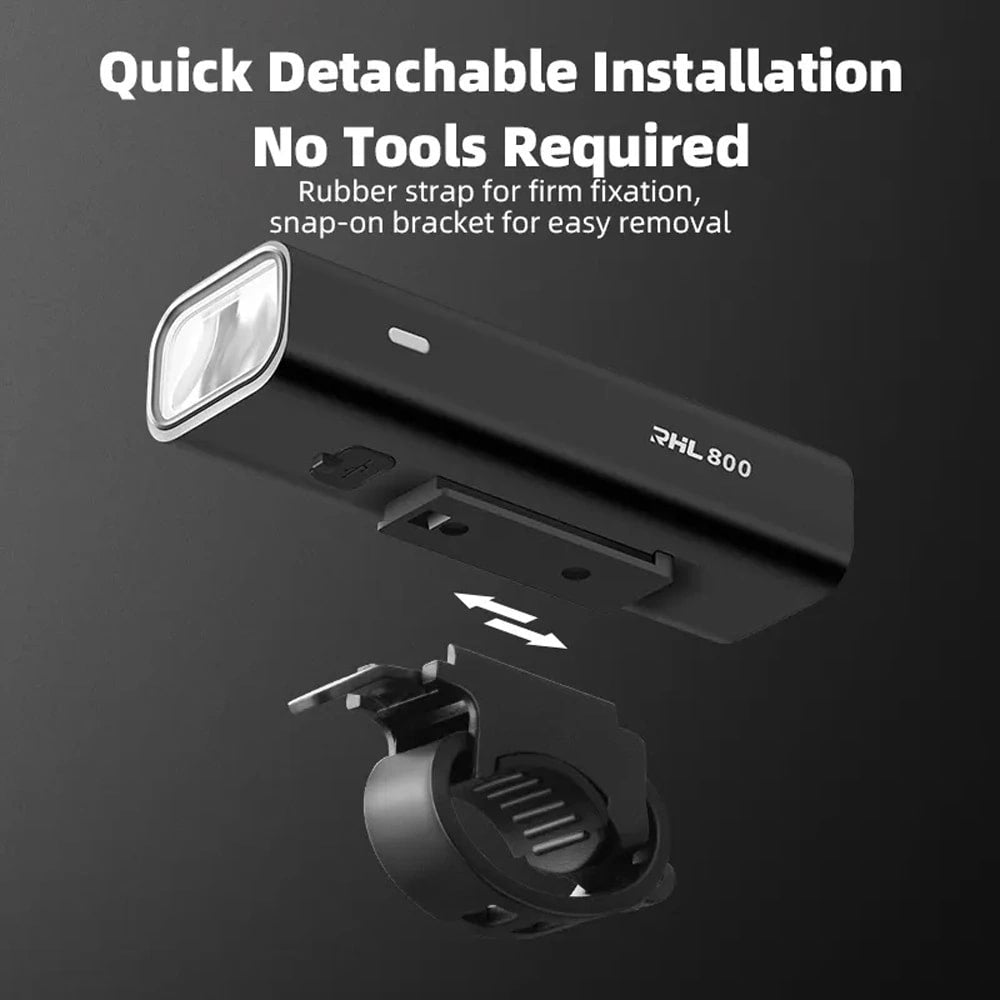 Rockbros 24710012001 Μπροστινό Φως Ποδηλάτου 800lm με Καλώδιο Φορτιστής Type-C to USB - Black