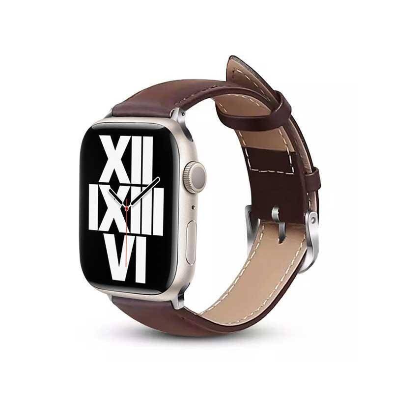 Crong Λουράκι Apple Watch 4/5/6/7/8/9/10/11 - SE (1/2/3) - Ultra (1/2/3) - 42/44/45/49mm από Γνήσιο Δέρμα - Noble Band - Espresso