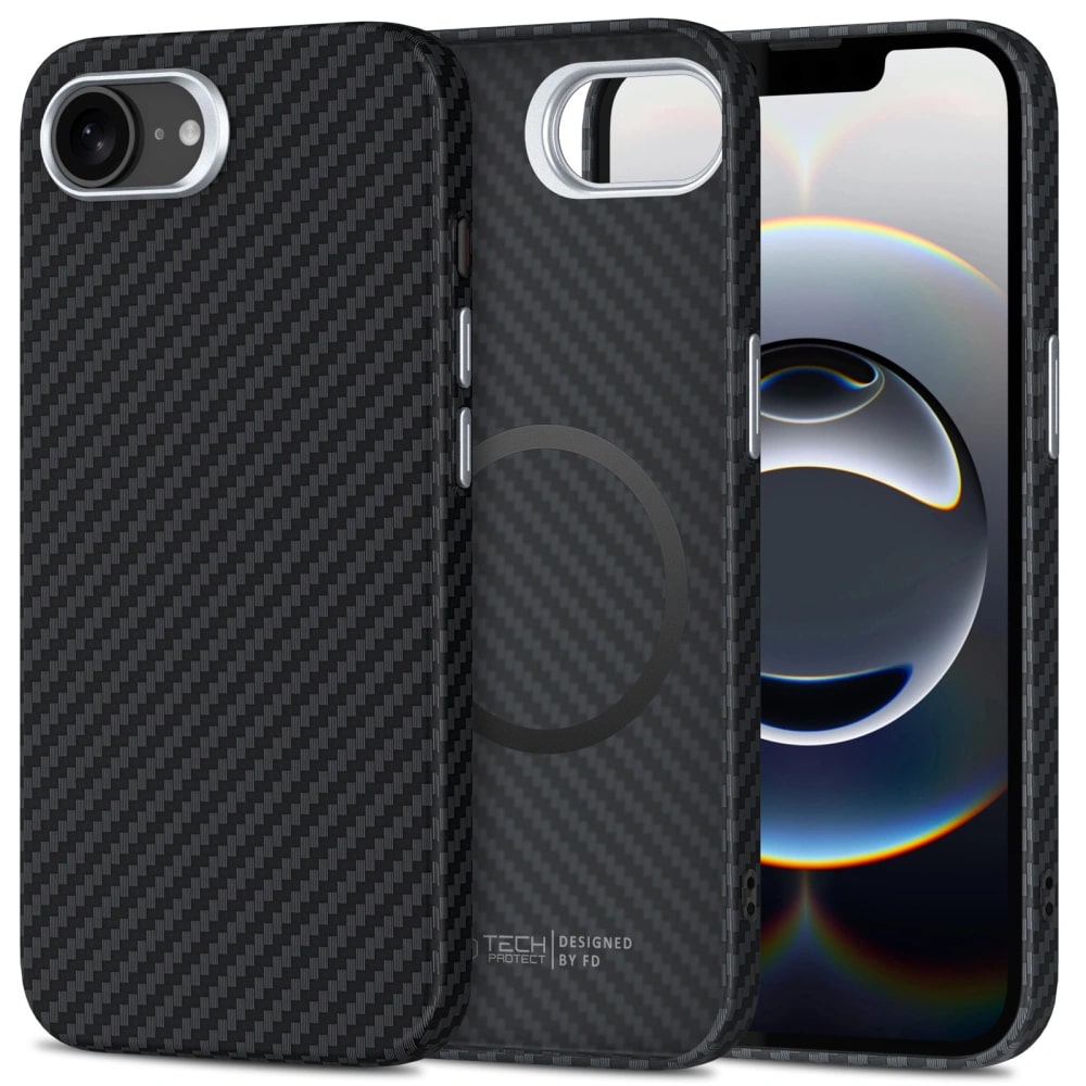 Tech-Protect iPhone 16e Ion Carbon MagSafe Σκληρή Θήκη με MagSafe - Black / Silver