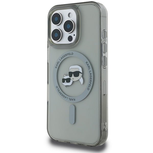 Karl Lagerfeld iPhone 16 Pro - IML Metal Karl and Choupette Head - Σκληρή Θήκη με Πλαίσιο Σιλικόνης και MagSafe - Black - KLHMP16LHLSKCK