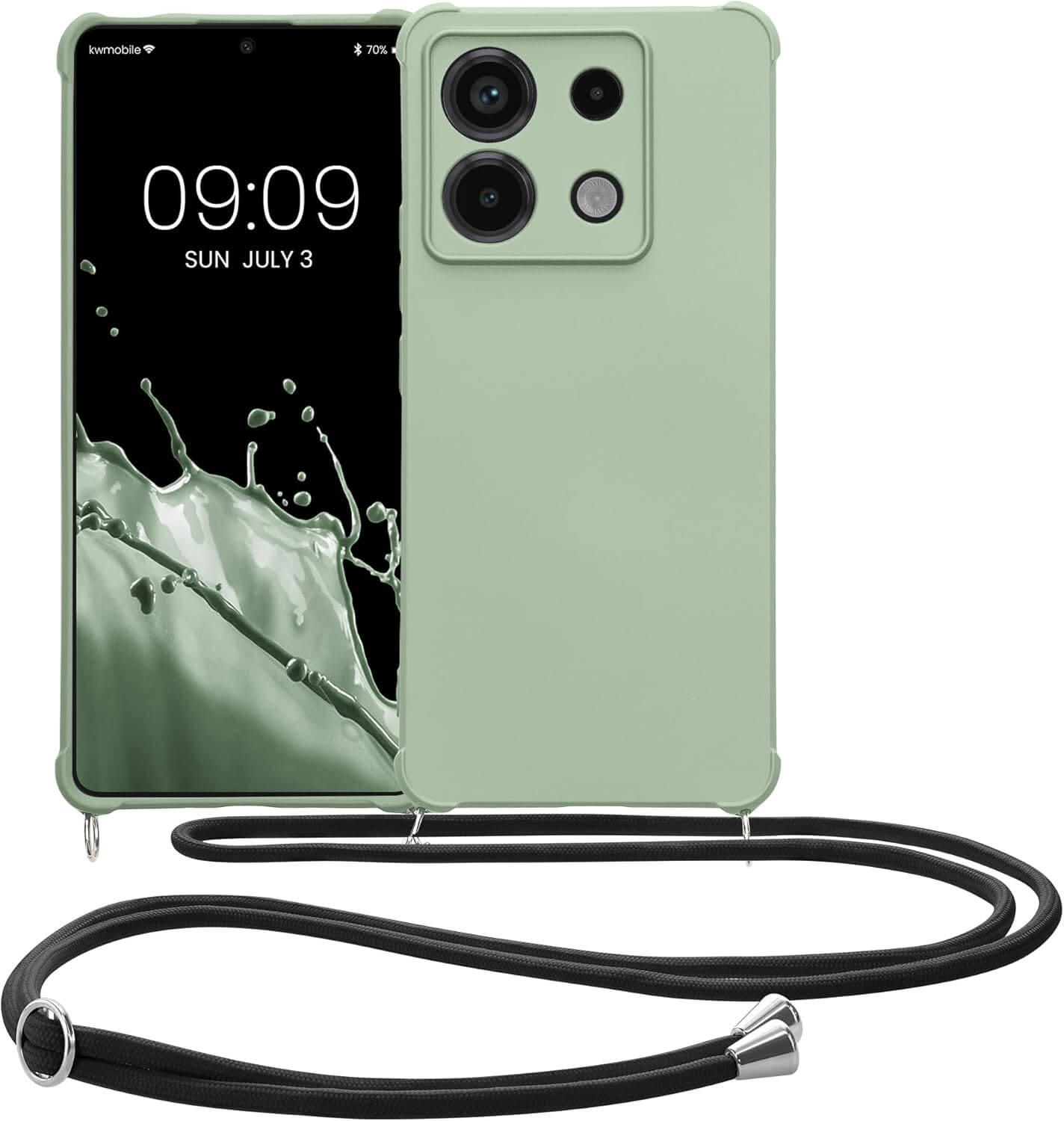 KW Xiaomi Redmi Note 13 Pro 5G / Poco X6 5G Θήκη Σιλικόνης TPU με Λουράκι - Grey Green