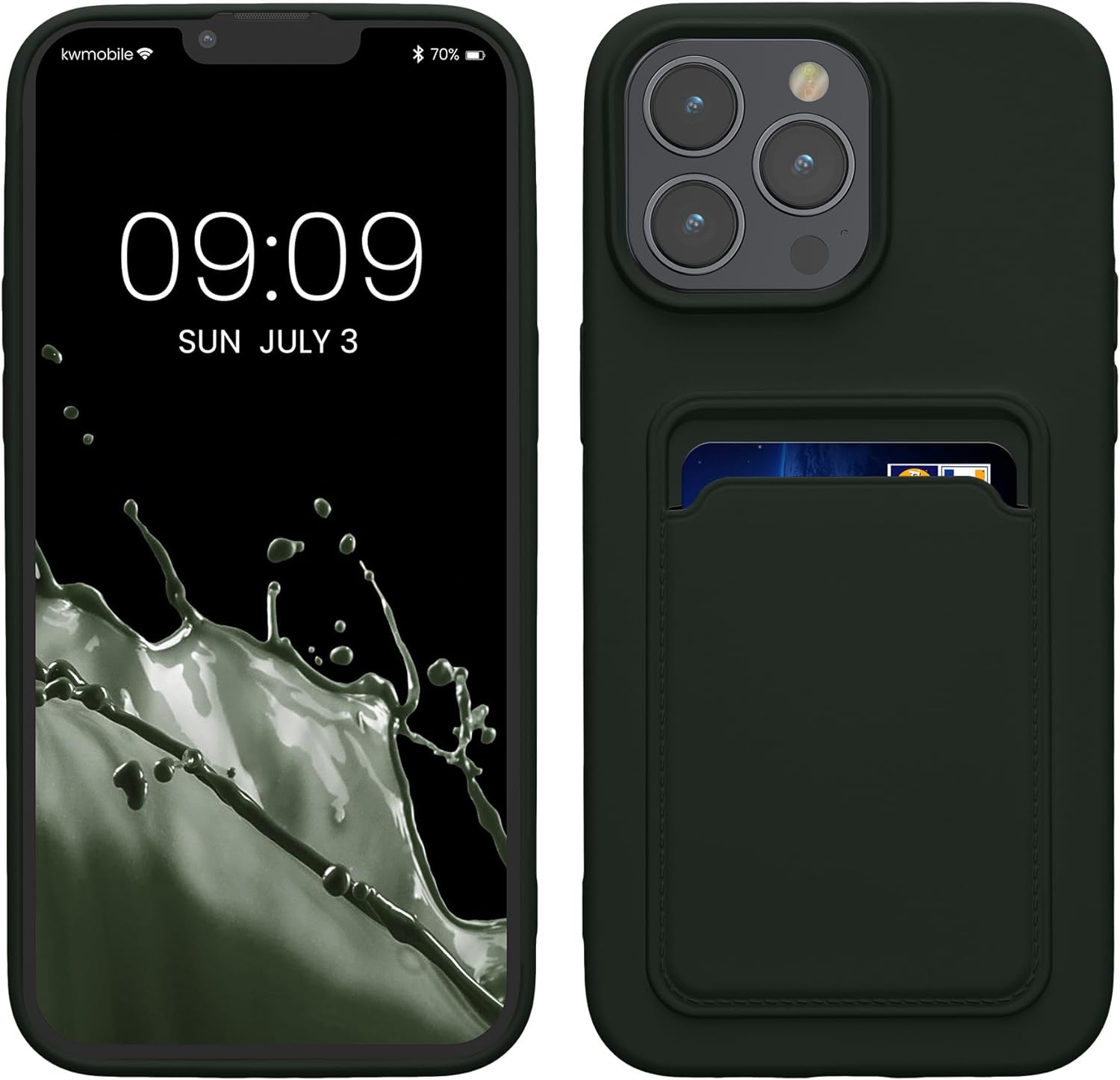 KW iPhone 15 Pro Max Θήκη Σιλικόνης TPU με Υποδοχή για Κάρτα - Dark Green