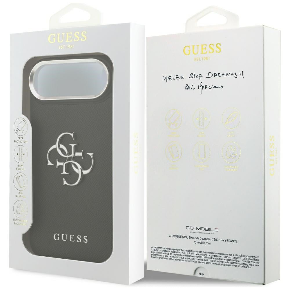 Guess iPhone Air - Grained Big 4G Classic Logo - Σκληρή Θήκη με Επένδυση από Οικολογικό Δέρμα - Black - GUHCP17MPG4SMCEK
