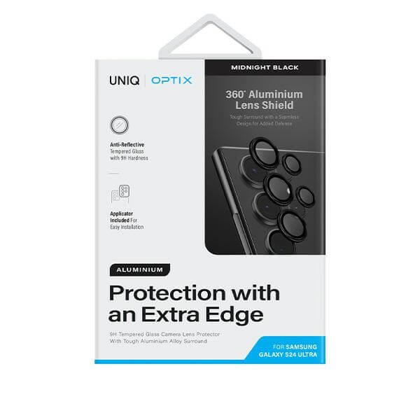Uniq Samsung Galaxy S24 Ultra Optix Aluminium Camera Lens Protector Αντιχαρακτικό Γυαλί για την Κάμερα - Midnight Black