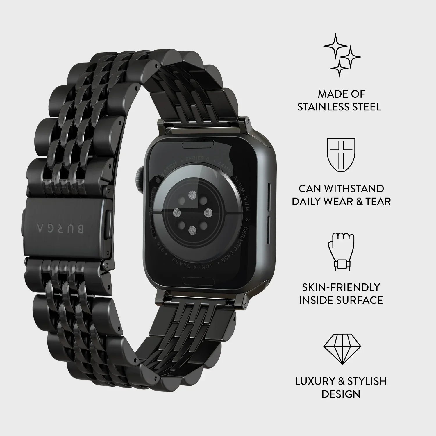 Burga Λουράκι Apple Watch 4/5/6/7/8/9/10/11 - SE (1/2/3) – 40/41/42mm - Chic Royal - Black - likebrands.gr