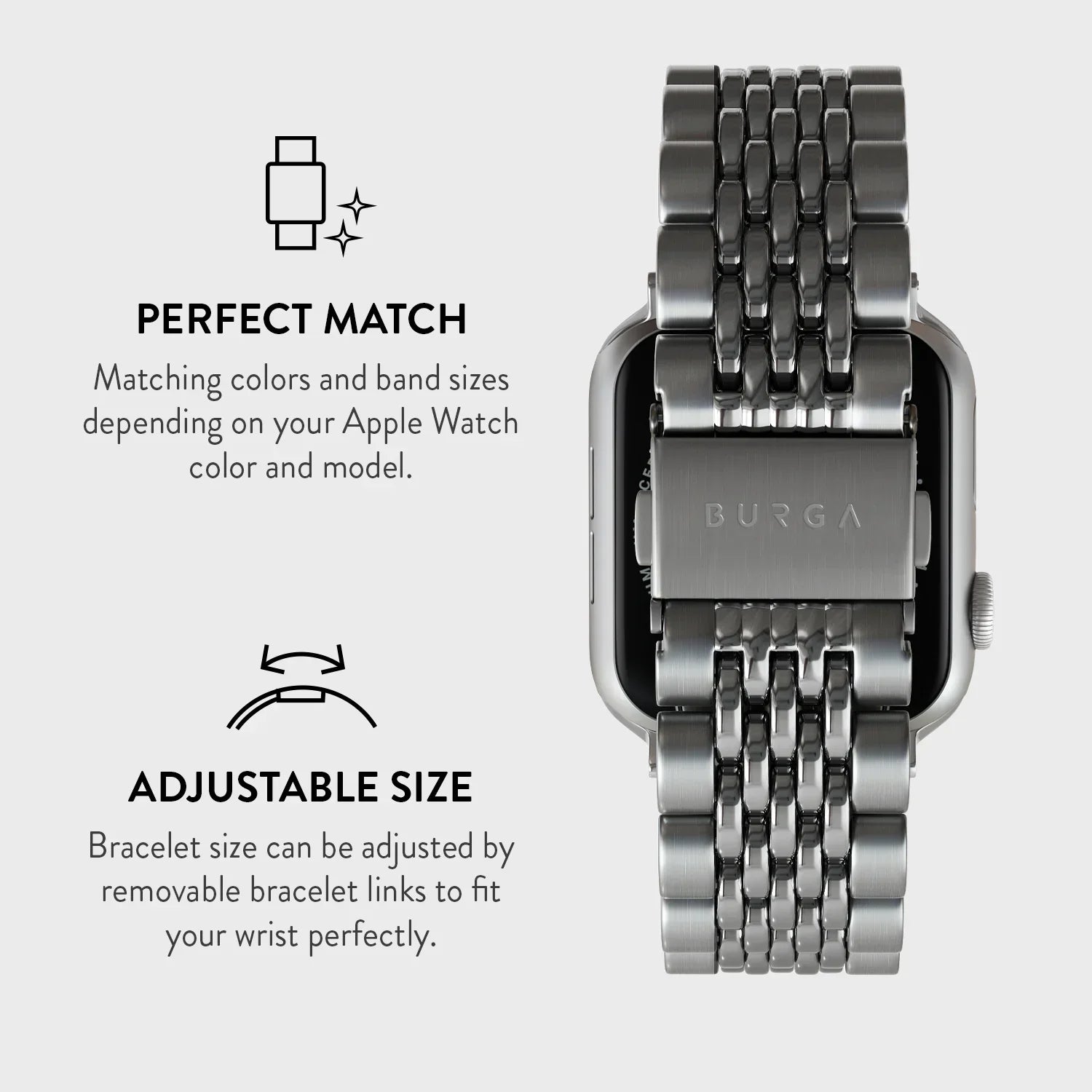 Burga Λουράκι Apple Watch 4/5/6/7/8/9/10/11 - SE (1/2/3) – 40/41/42mm - Chic Royal - Silver