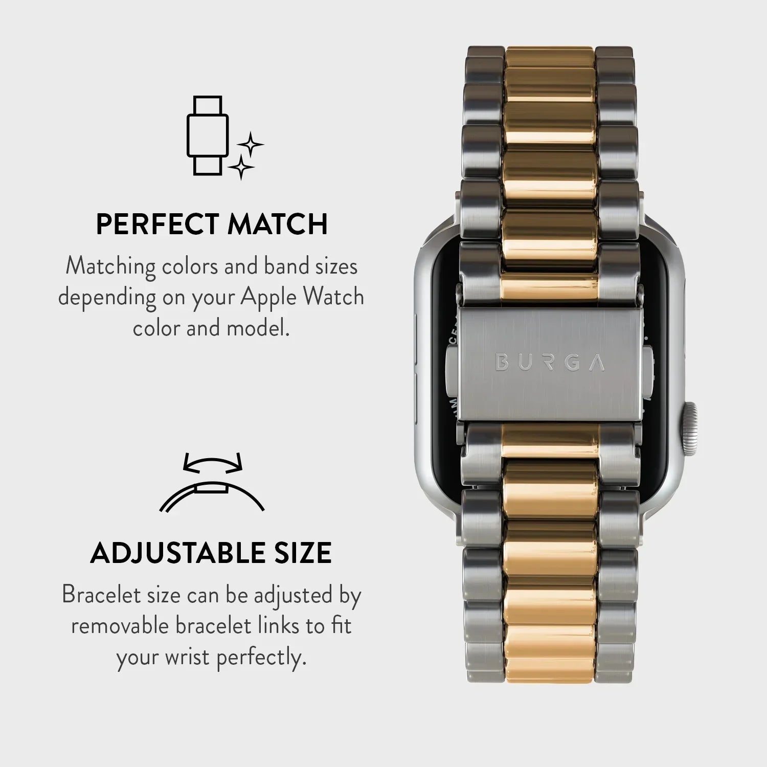 Burga Λουράκι Apple Watch 4/5/6/7/8/9/10/11 - SE (1/2/3) - Ultra (1/2/3) – 44/45/46/49mm - All Eyes On Me - Gold / Silver