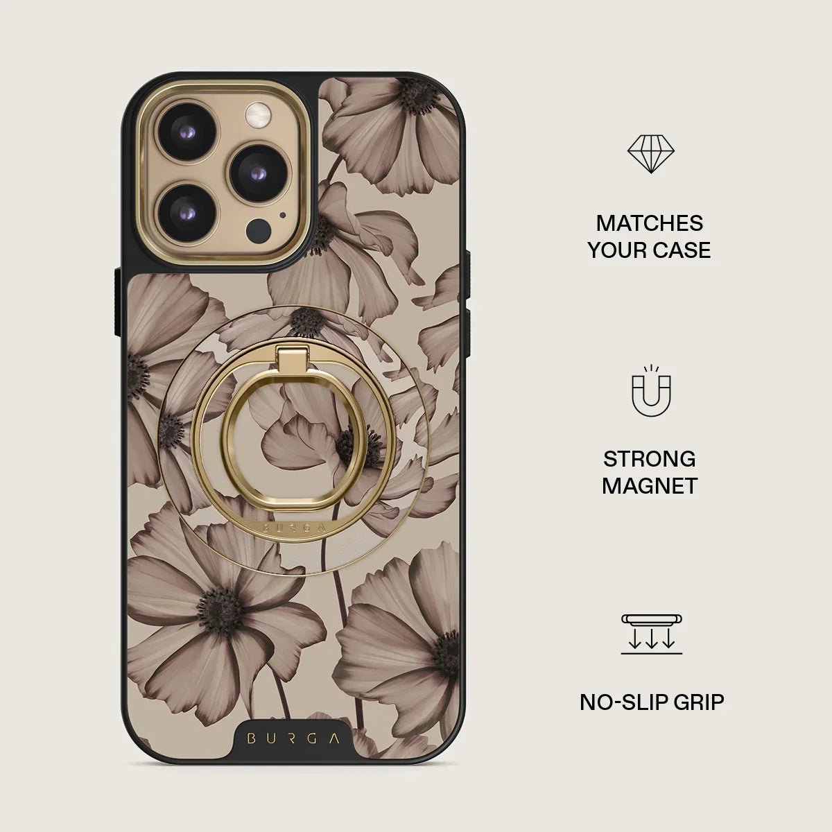 Burga Magnetic Ring Holder - Μαγνητικό Δαχτυλίδι Συγκράτησης Κινητού - Gold - Barely Yours - likebrands.gr