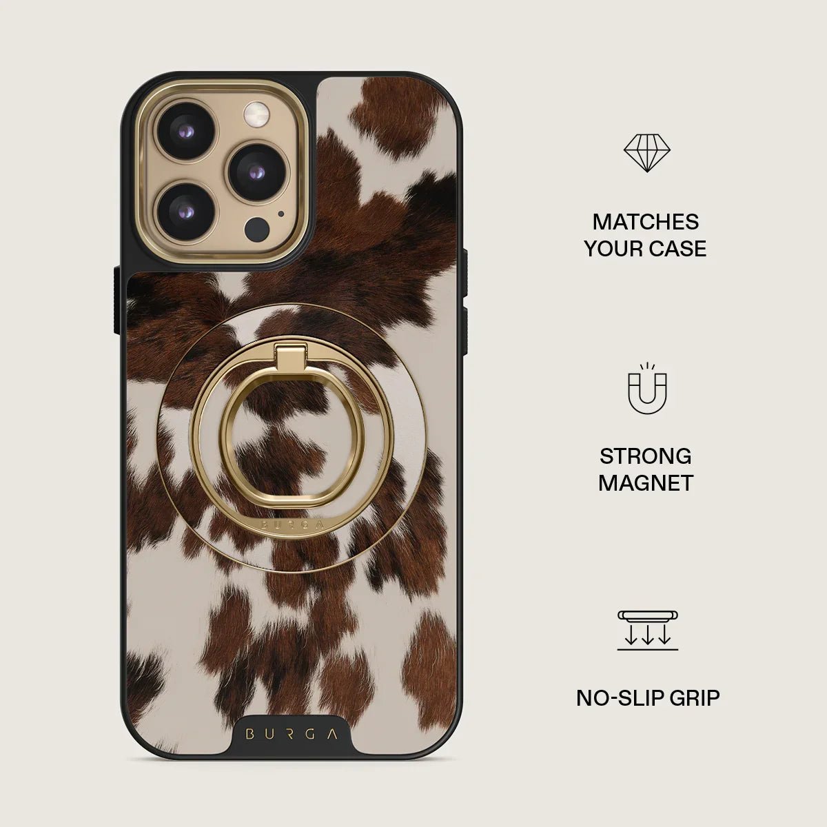 Burga Magnetic Ring Holder - Μαγνητικό Δαχτυλίδι Συγκράτησης Κινητού - Gold - Celestial - likebrands.gr