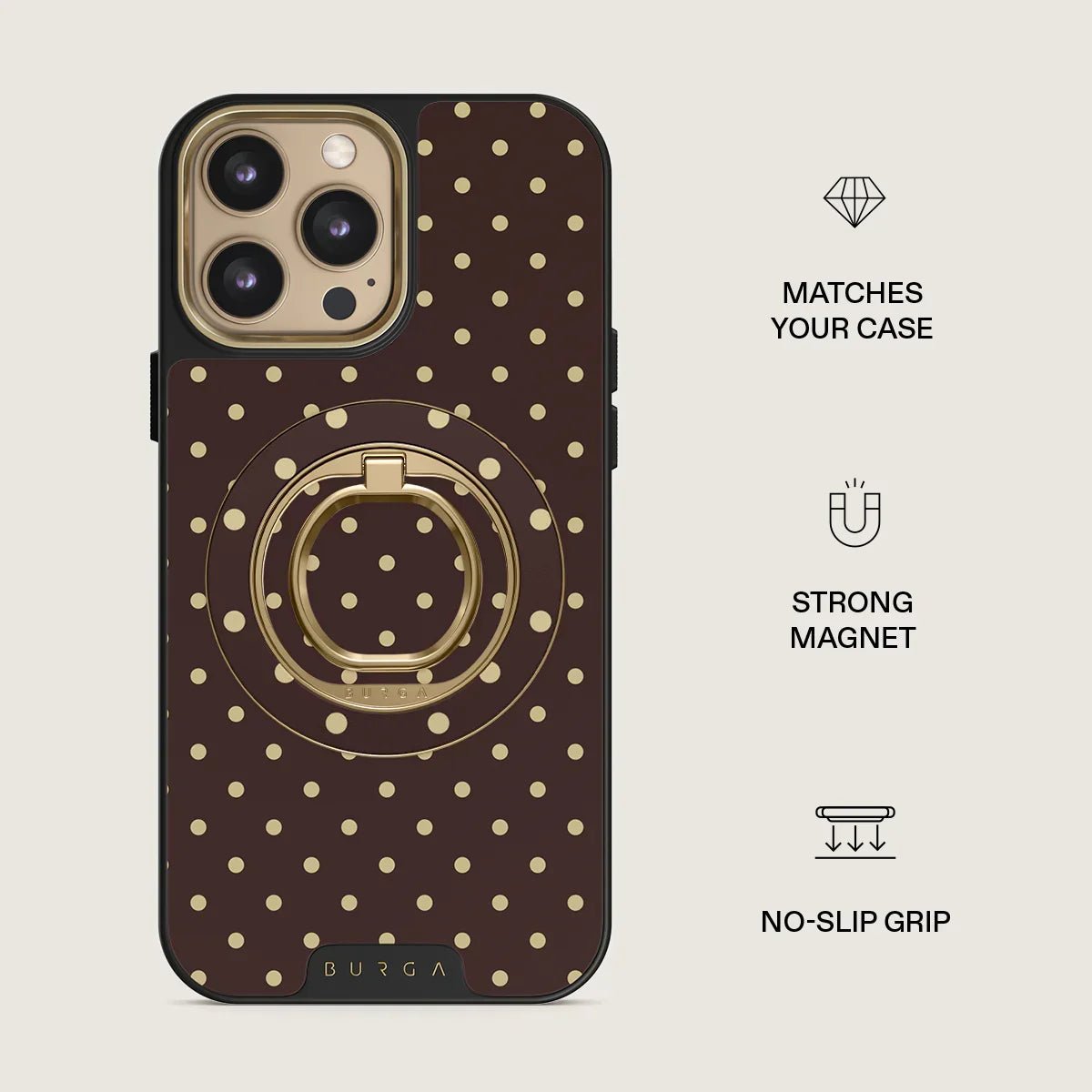 Burga Magnetic Ring Holder - Μαγνητικό Δαχτυλίδι Συγκράτησης Κινητού - Gold - Sorry Busy - likebrands.gr