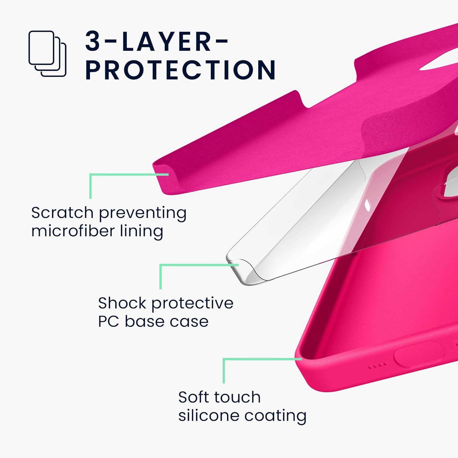 KW iPhone 15 Plus Θήκη Σιλικόνης Rubberized TPU - Neon Pink - 61954.77