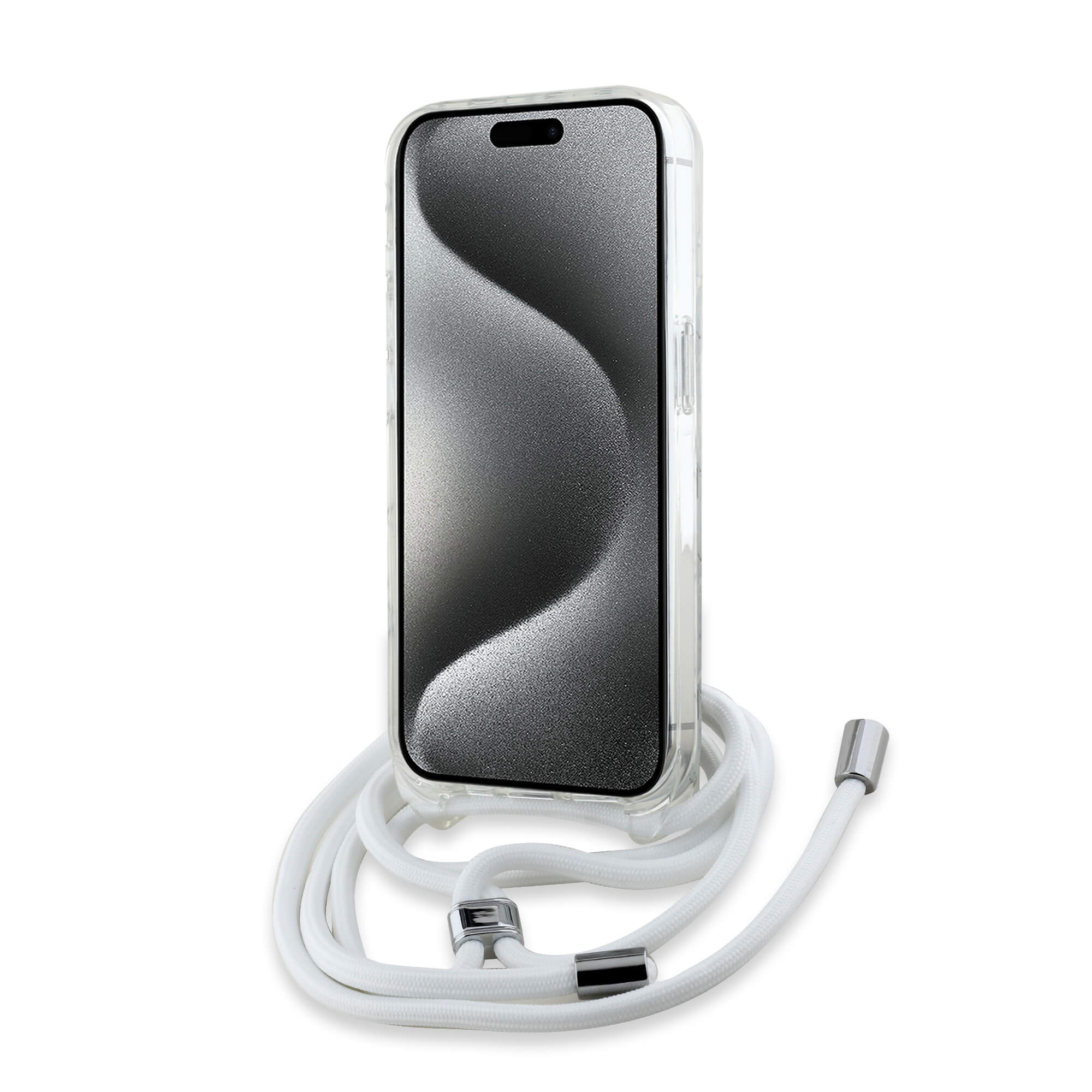 Karl Lagerfeld iPhone 15 Pro - Crossbody IML Karl Head - MagSafe Σκληρή Θήκη με Πλαίσιο Σιλικόνης και Λουράκι - Διάφανη - KLHMP15LHCKHNT