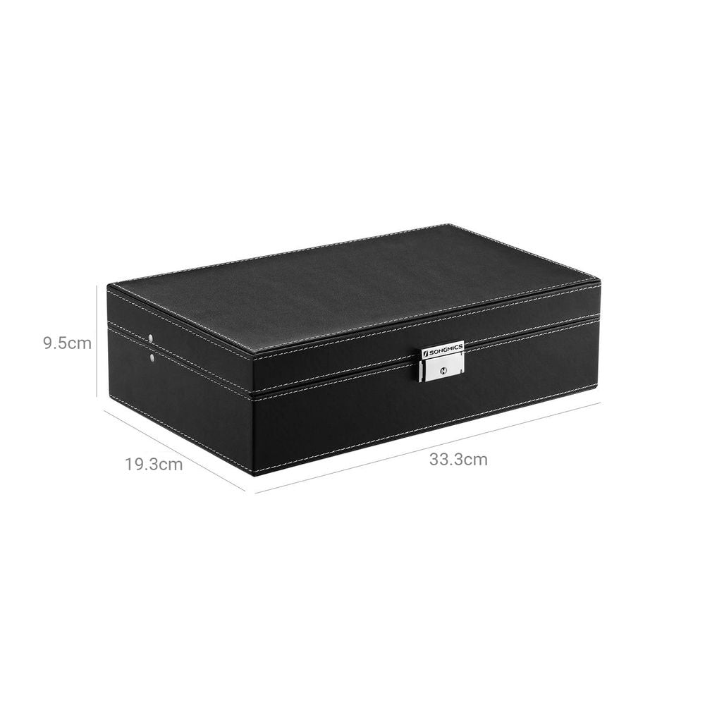 Songmics Κουτί Αποθήκευσης Κοσμημάτων και 8 Ρολογιών με Καθρέφτη - Black - JWB41B