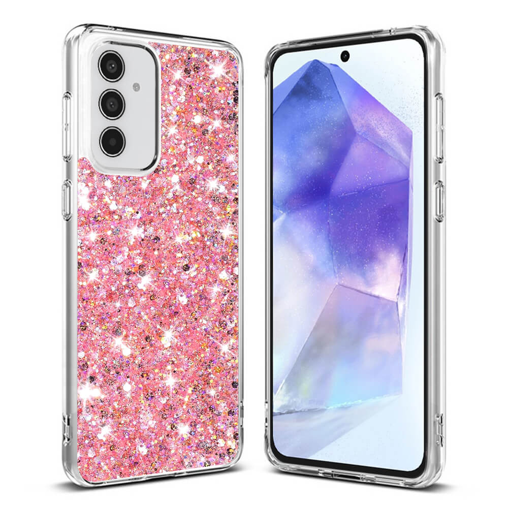 Techsuit Samsung Galaxy A55 5G - Sparkly Glitter - Σκληρή Θήκη με Πλαίσιο Σιλικόνης - Pink