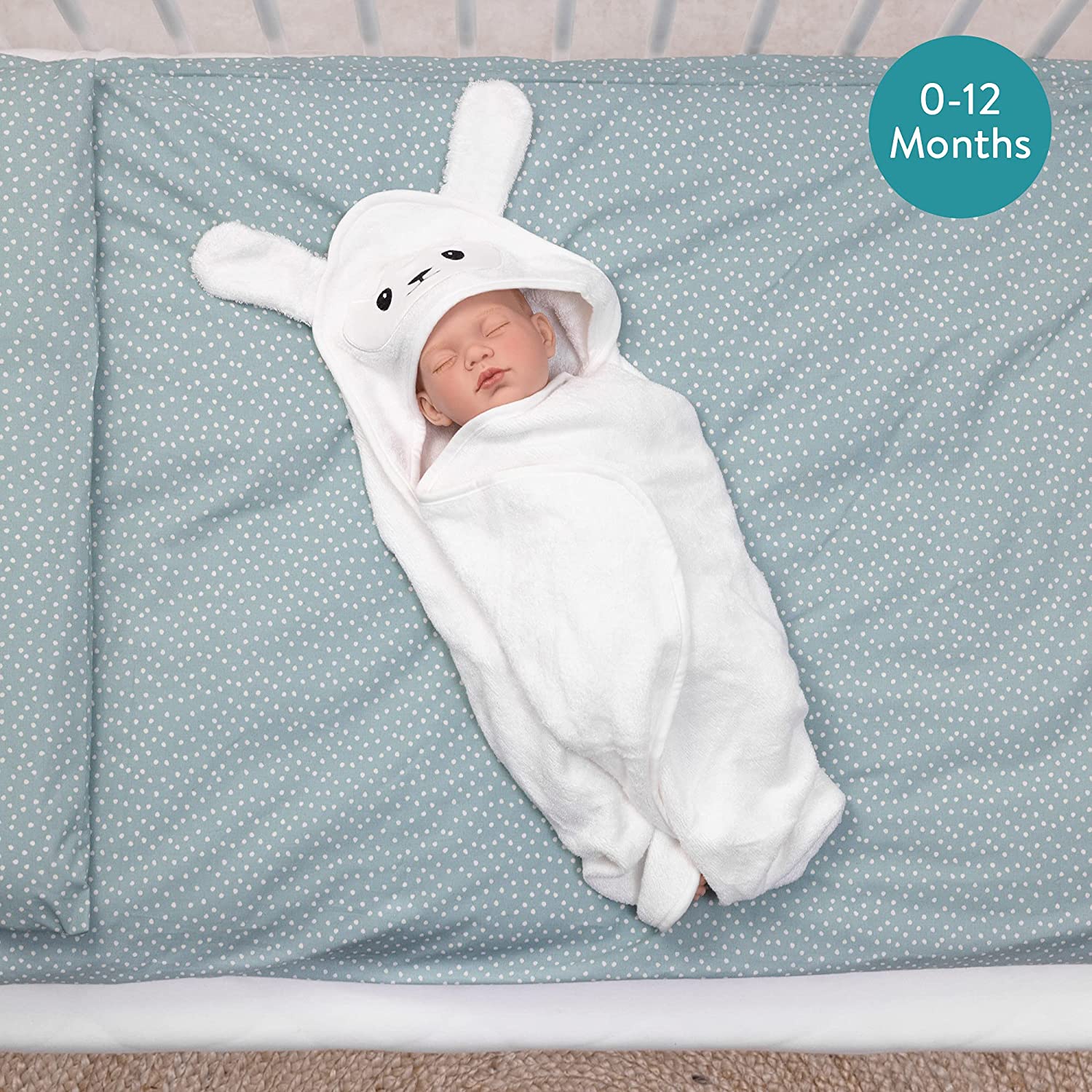 Navaris Σετ με Πετσέτα Μπάνιου με Κουκούλα για Μωρά και Πετσετάκι - 70 x 70cm - Design Sheep - 53694.02