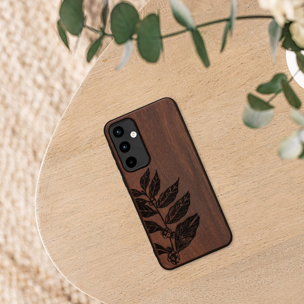 KW Samsung Galaxy A55 5G Θήκη από Φυσικό Ξύλο - Design Leaf Branch - Dark Brown