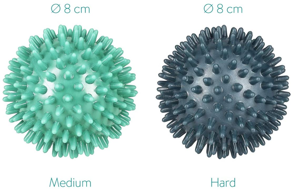 Navaris Hedgehog Massage Ball with Nubs Set of 2 - Μπάλες Μασάζ για Χέρια / Πόδια και Πλάτη - Mint / Petrol - 46951.3.01