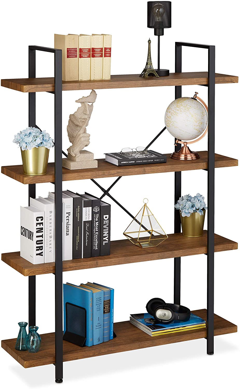 Relaxdays Διακοσμητικό Ράφι με 4 Διαμερίσματα - 105 x 33,5 x 140 cm - Natural - 4052025354176