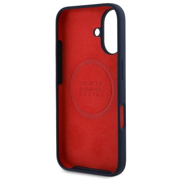 Red Bull iPhone 16 - Silicone Horizontal Logo - MagSafe Σκληρή Θήκη με Πλαίσιο Σιλικόνης - Navy - RBHMP16S24SIHSRV