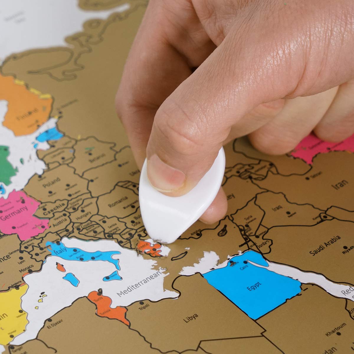 Navaris Scratch Off Μεγάλη Αφίσα με τον Παγκόσμιο Χάρτη - Περιλαμβάνει την Ξύστρα - 82 x 59 cm - White - 47795.02