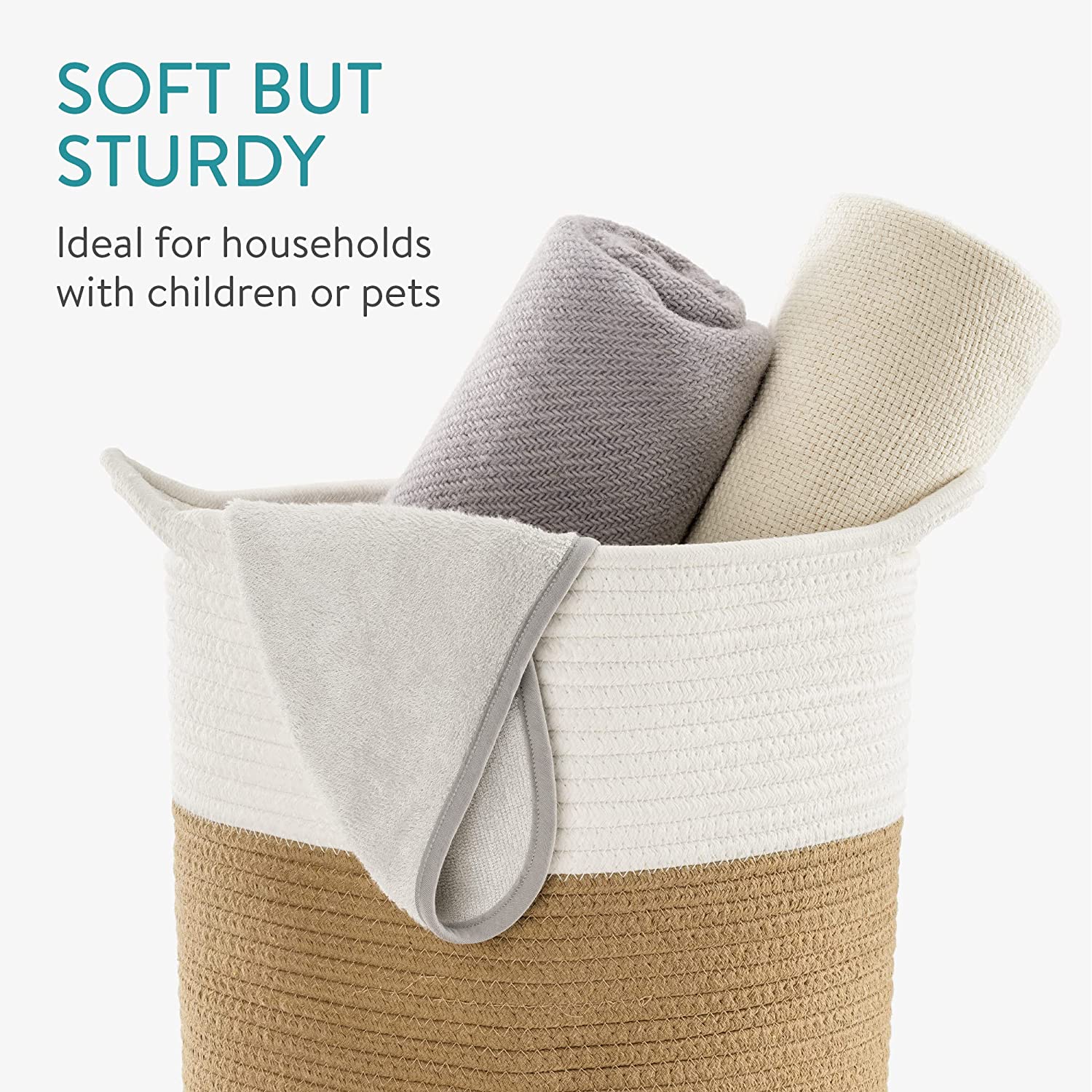 Navaris Σετ με 2 Βαμβακερά Καλάθια Αποθήκευσης - Brown / White - 57354.01