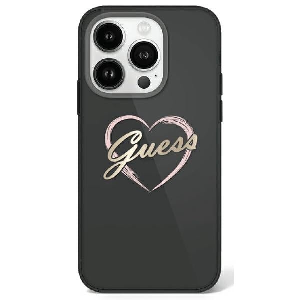 Guess iPhone 16 Pro - IML Heart - Σκληρή Θήκη με Πλαίσιο Σιλικόνης - Black - GUHCP16LHCHGSPK
