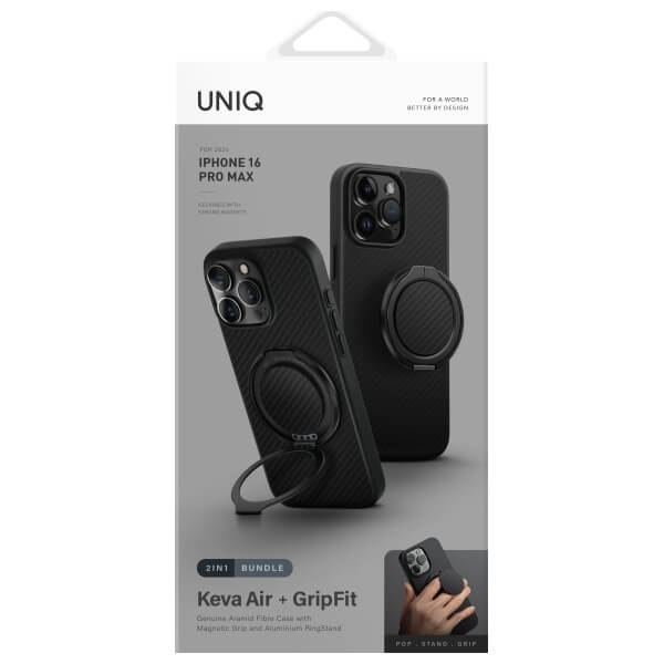 Uniq iPhone 16 Pro Max Keva Air MagClick Σκληρή Θήκη με Πλαίσιο Σιλικόνης και MagSafe - Carbon Black