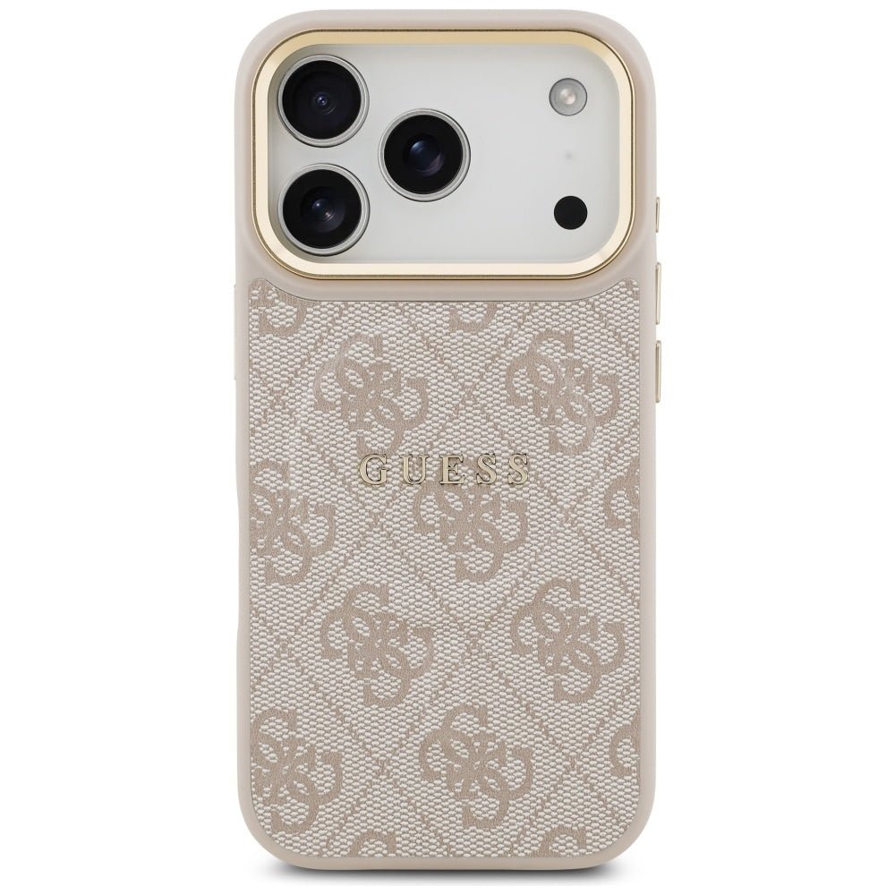 Guess iPhone 17 Pro - 4G PU Classic Logo MagSafe - Σκληρή Θήκη με Πλαίσιο Σιλικόνης και Επένδυση Οικολογικού Δέρματος - Pink - GUHMP17LP4MSEGCP