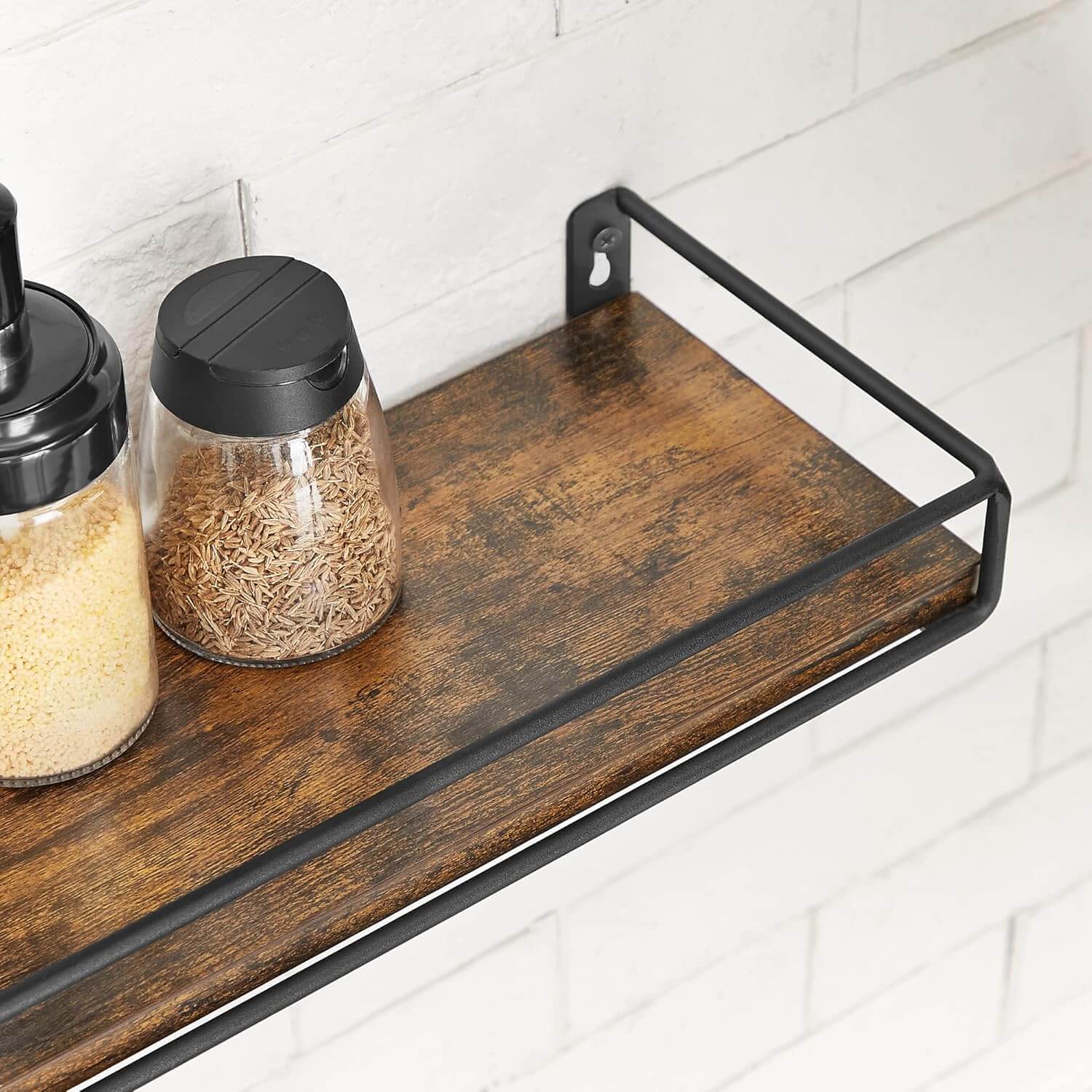 Vasagle Σετ με 2 Επιτοίχια Ράφια - 40 x 15.5 cm - Vintage Brown / Black - LWS441B01