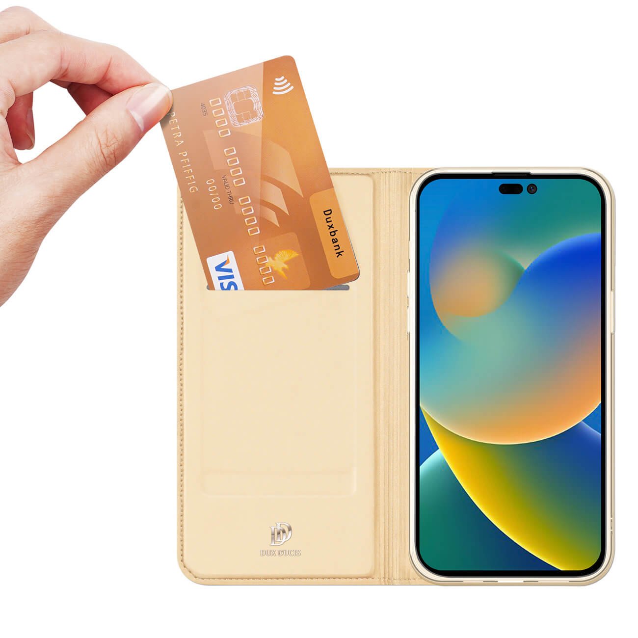 Dux Ducis iPhone 14 Pro Flip Stand Case Θήκη Βιβλίο - Gold
