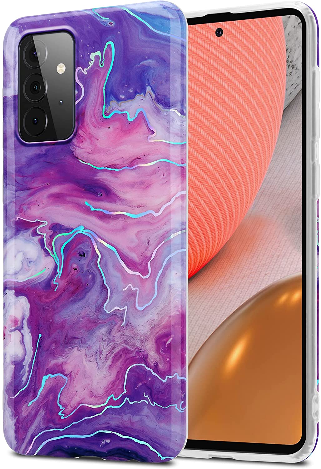 Cadorabo Samsung Galaxy A72 / A72 5G Θήκη Σιλικόνης TPU - Design Marble No.19 Mosaic Pattern - Pink / Purple / Marble
