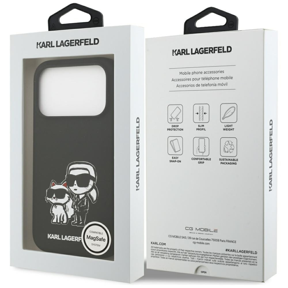 Karl Lagerfeld iPhone 17 Pro - Silicone K/C Sketch and Logo MagSafe - Σκληρή Θήκη με Πλαίσιο Σιλικόνης - Black - KLHMP17LSKCGRGOK