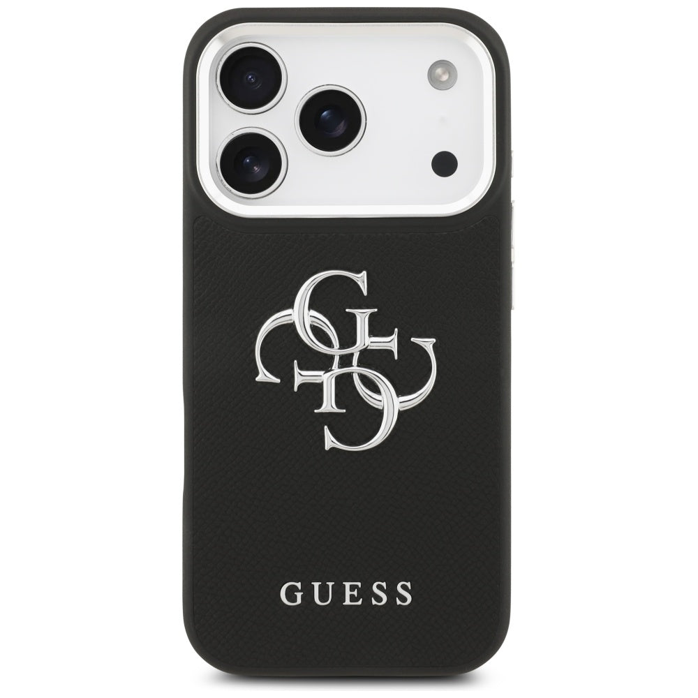 Guess iPhone 17 Pro - Grained Big 4G Classic Logo - Σκληρή Θήκη με Επένδυση από Οικολογικό Δέρμα - Black - GUHCP17LPG4SMCEK