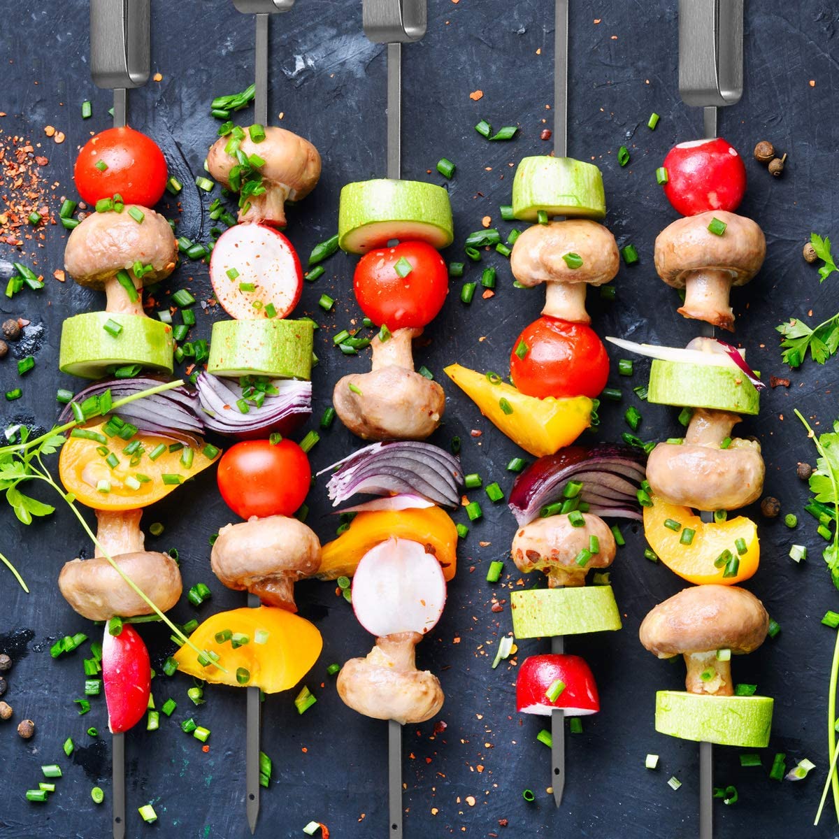 Navaris Σετ με 8 Σουβλάκια Μπάρμπεκιου από Ανοξείδωτο Ατσάλι - 41cm - Silver - 49077.01