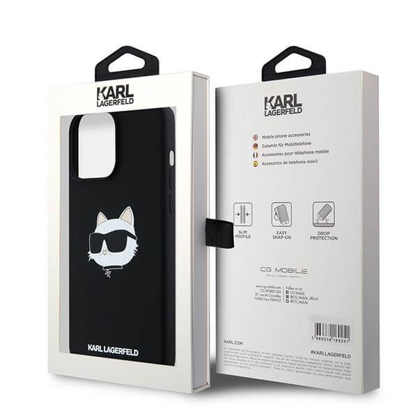 Karl Lagerfeld iPhone 15 Pro - Silicone Choupette Head - MagSafe Θήκη Σιλικόνης - Black - KLHMP15LSCHPPLK