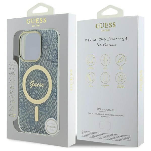 Guess iPhone 16 Pro - IML 4G MagSafe - Σκληρή Θήκη με Πλαίσιο Σιλικόνης και MagSafe - Blue - GUHMP16LH4STB