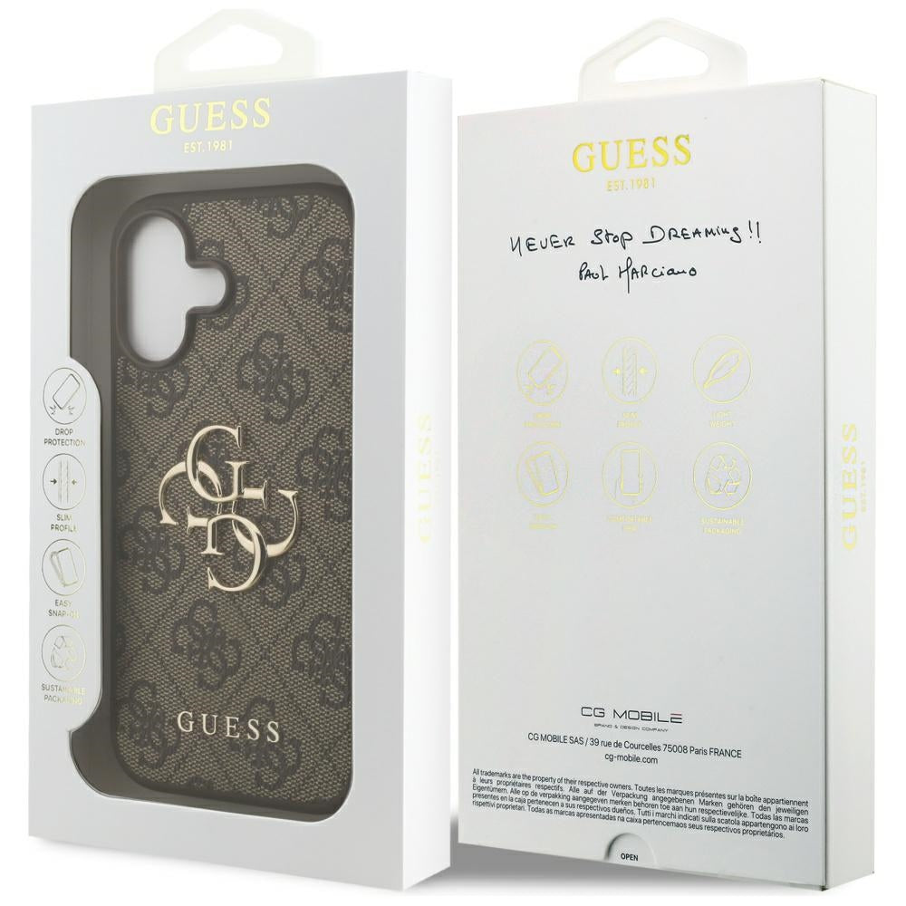 Guess iPhone 17 - 4G Big Logo - Σκληρή Θήκη με Πλαίσιο Σιλικόνης και Επένδυση Συνθετικού Δέρματος - Brown - GUHCP17S4GMGBR